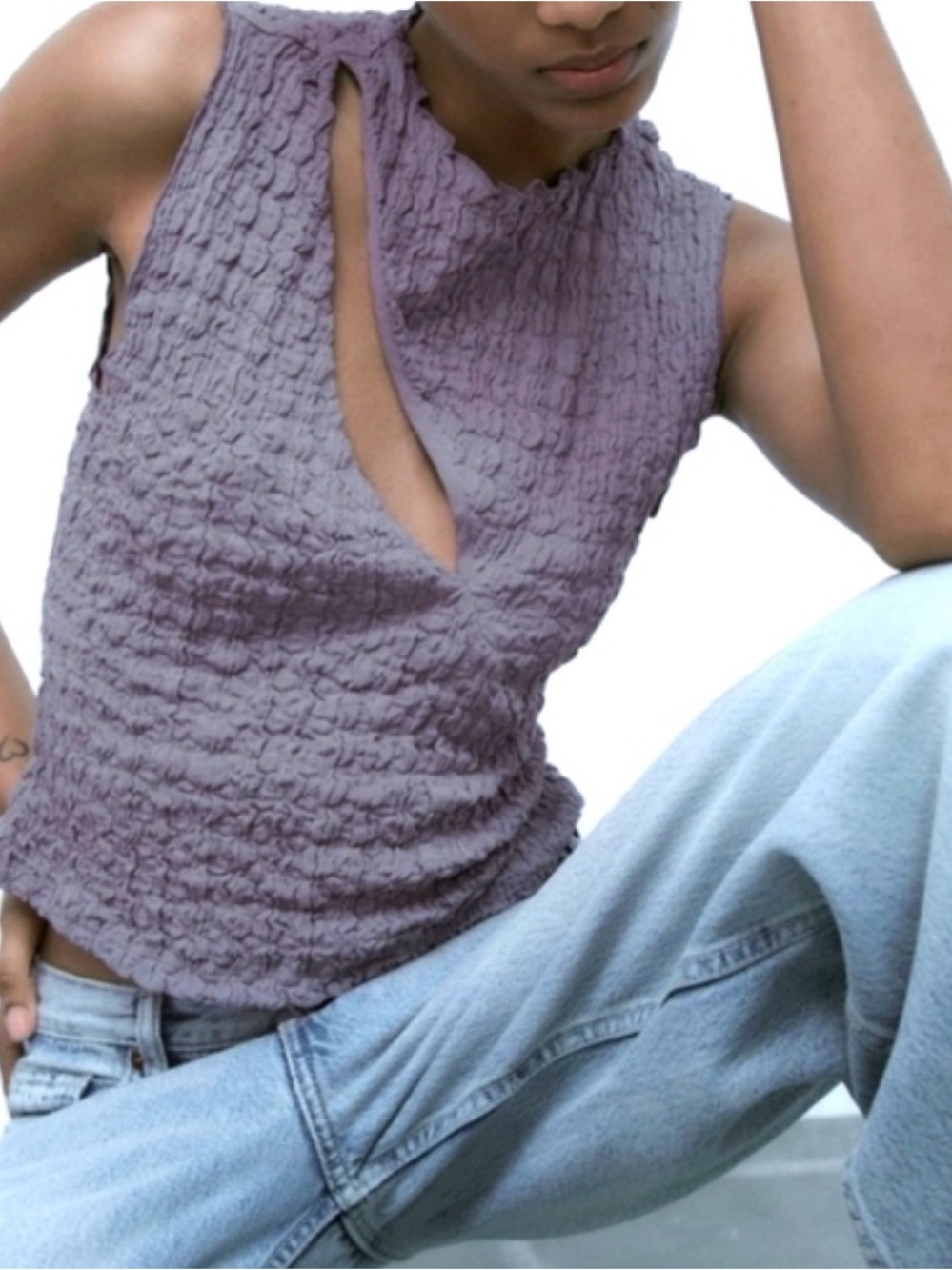 Zara Large Sleeveless Grey Blouse Sz L